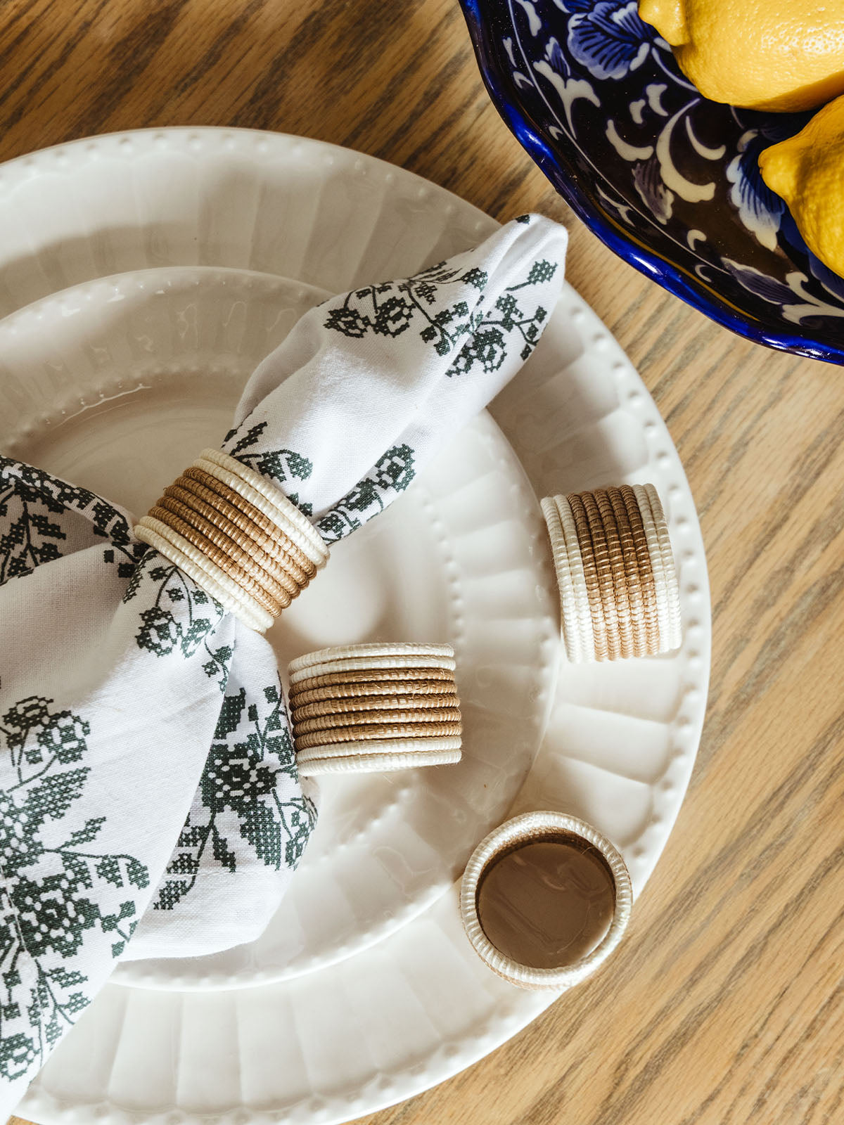 Hand Woven Natural Sisal Napkin Rings Set
