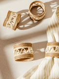 Hand Woven Zig-Zag Sisal Napkin Ring Set