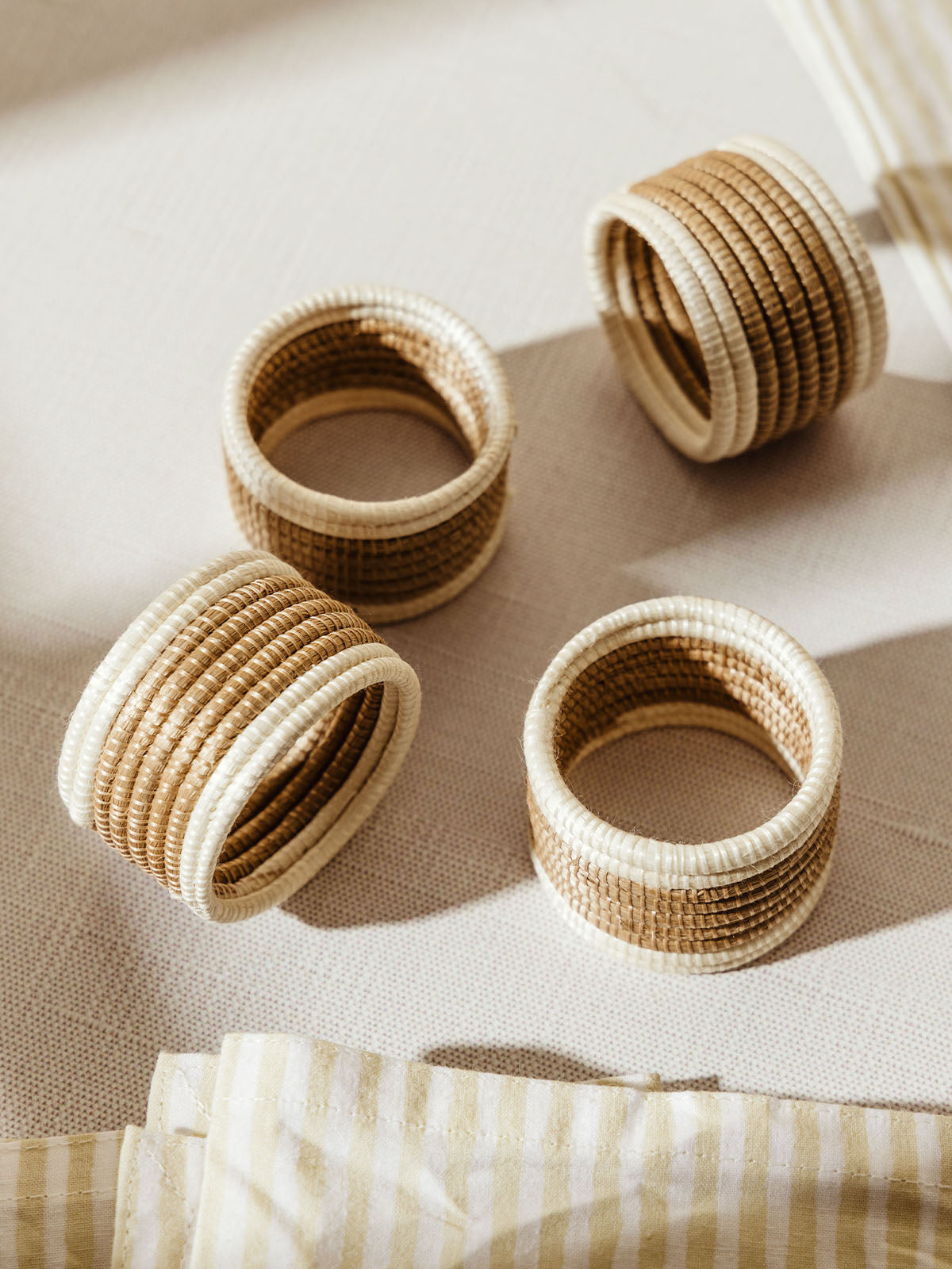 Hand Woven Natural Sisal Napkin Rings Set