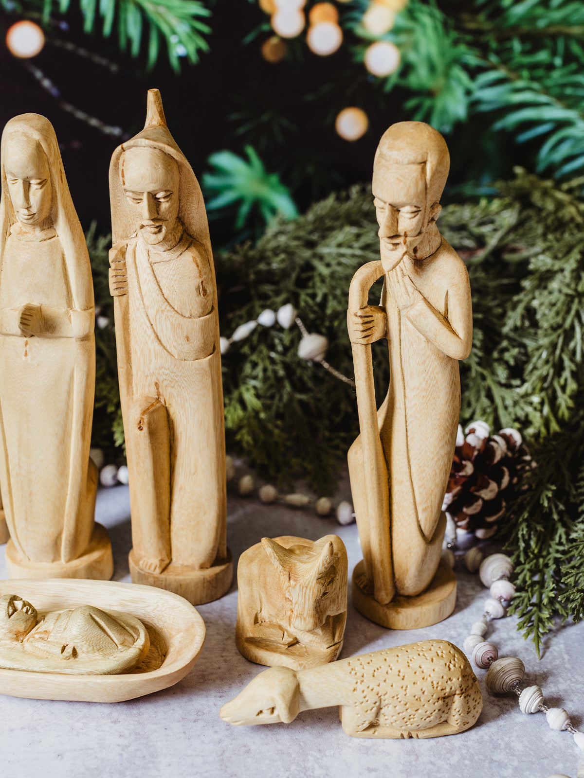Hand-Carved Musave Wood Nativity Set