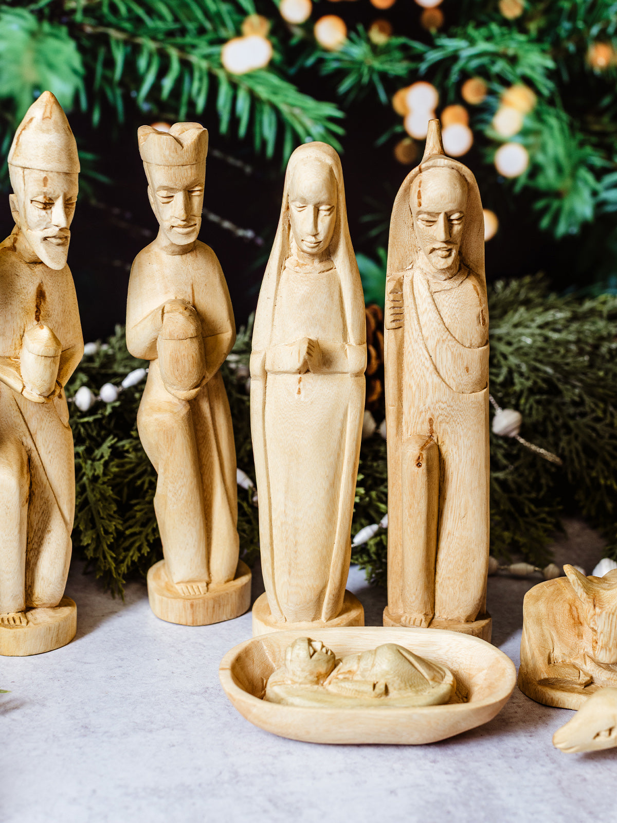 Hand-Carved Musave Wood Nativity Set