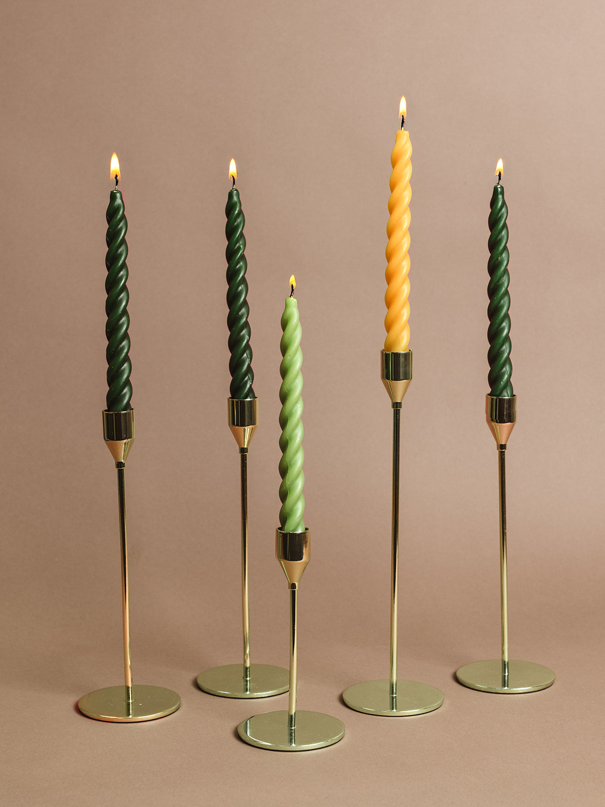 Hand-Dipped Advent Candles Set - Twisted Greens