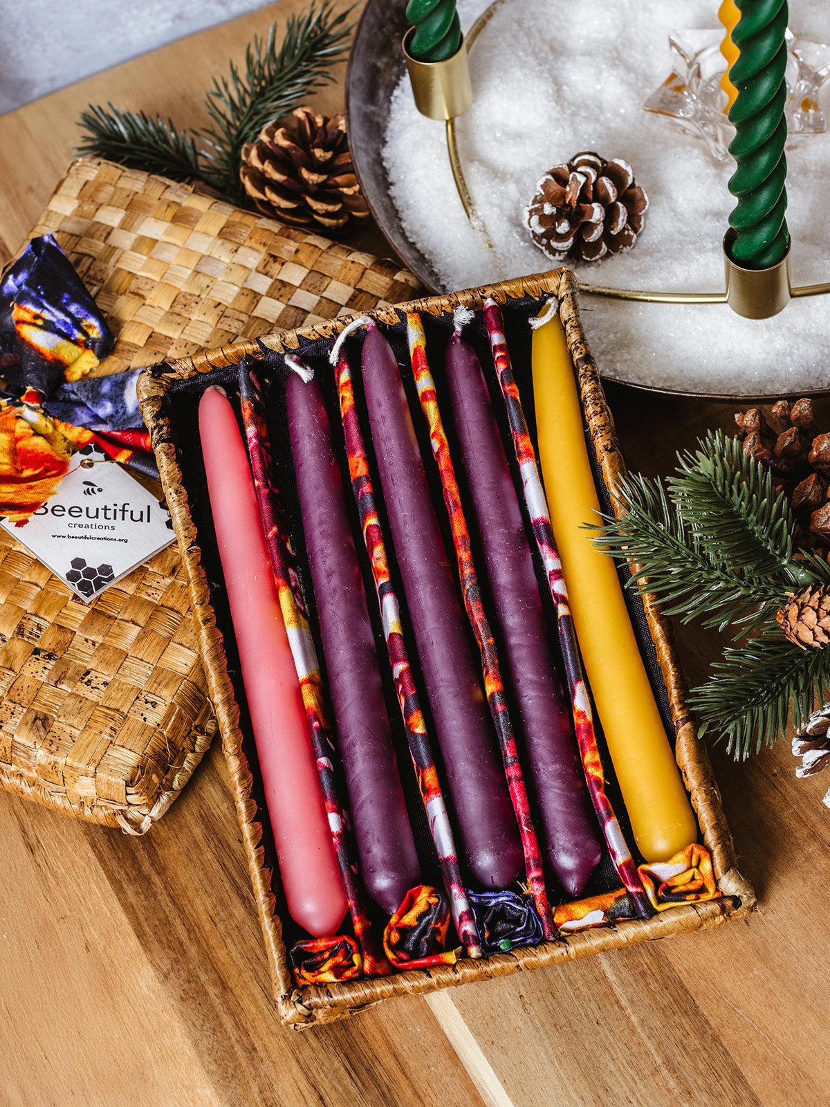 Traditional Hand- Dipped Advent Candles Set