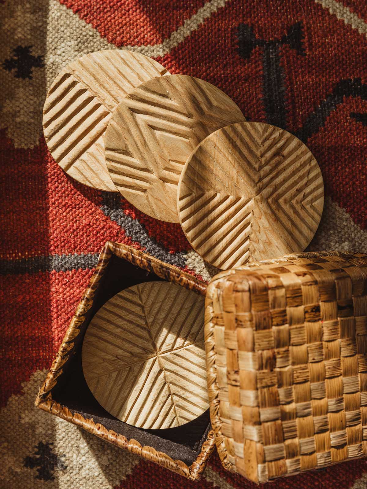 Lines and Legacy Wood Coasters