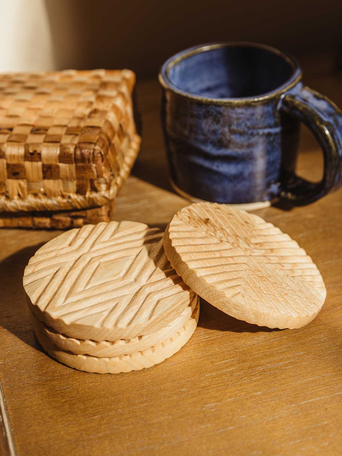 Lines and Legacy Wood Coasters