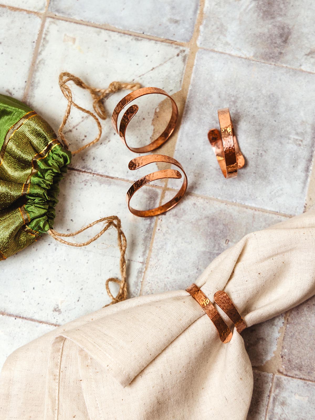 Wrapped Copper Napkin Rings (Set of 4)