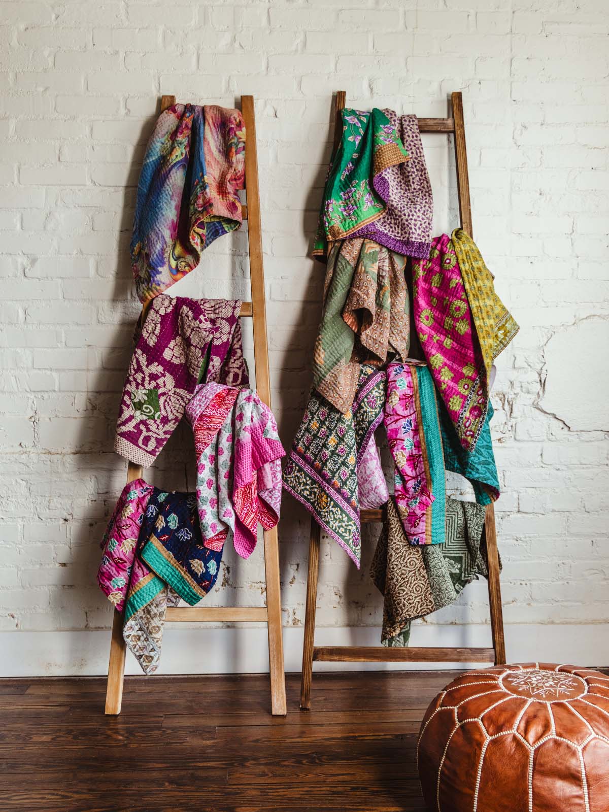 Upcycled Sari Mini Cotton Kantha Blanket
