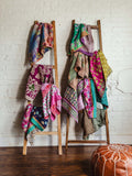 Upcycled Sari Mini Cotton Kantha Blanket