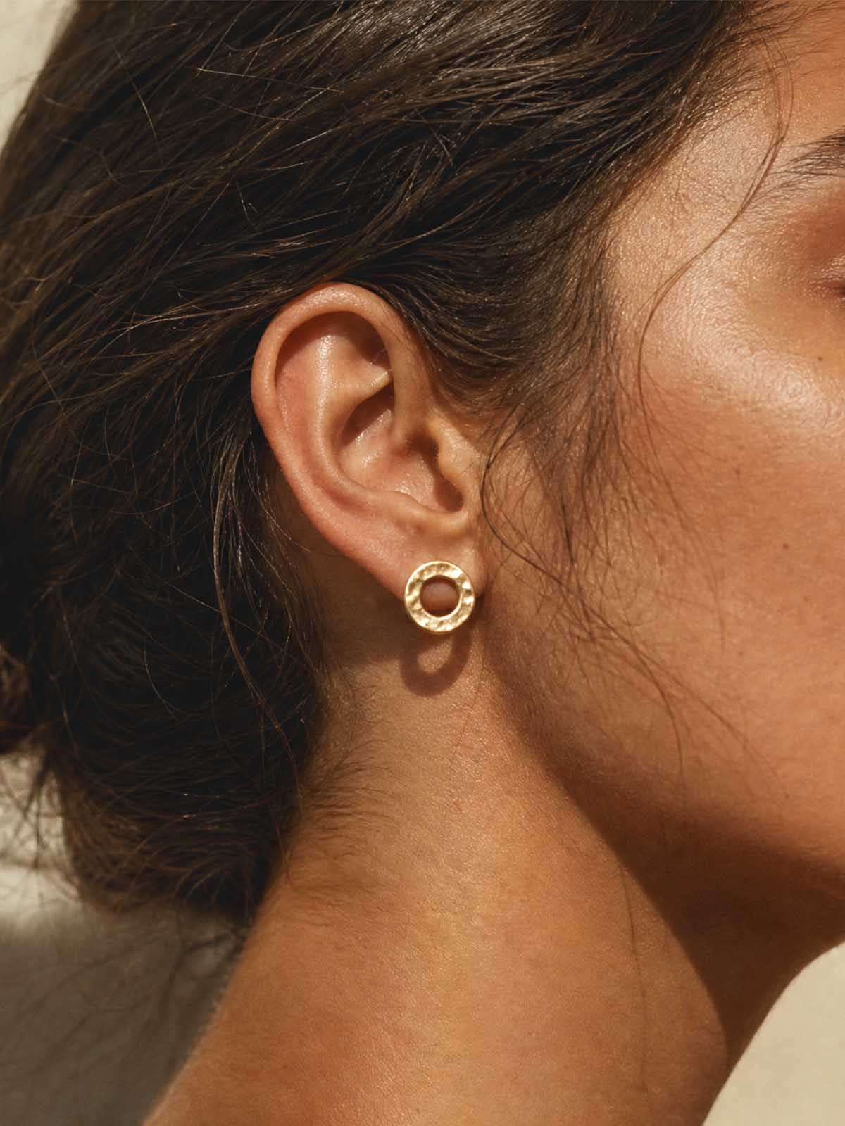 Hammered Open Circle Earrings