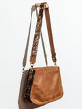 Brown Leather Messenger Bag with Cowhide
