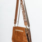 Brown Leather Messenger Bag with Cowhide