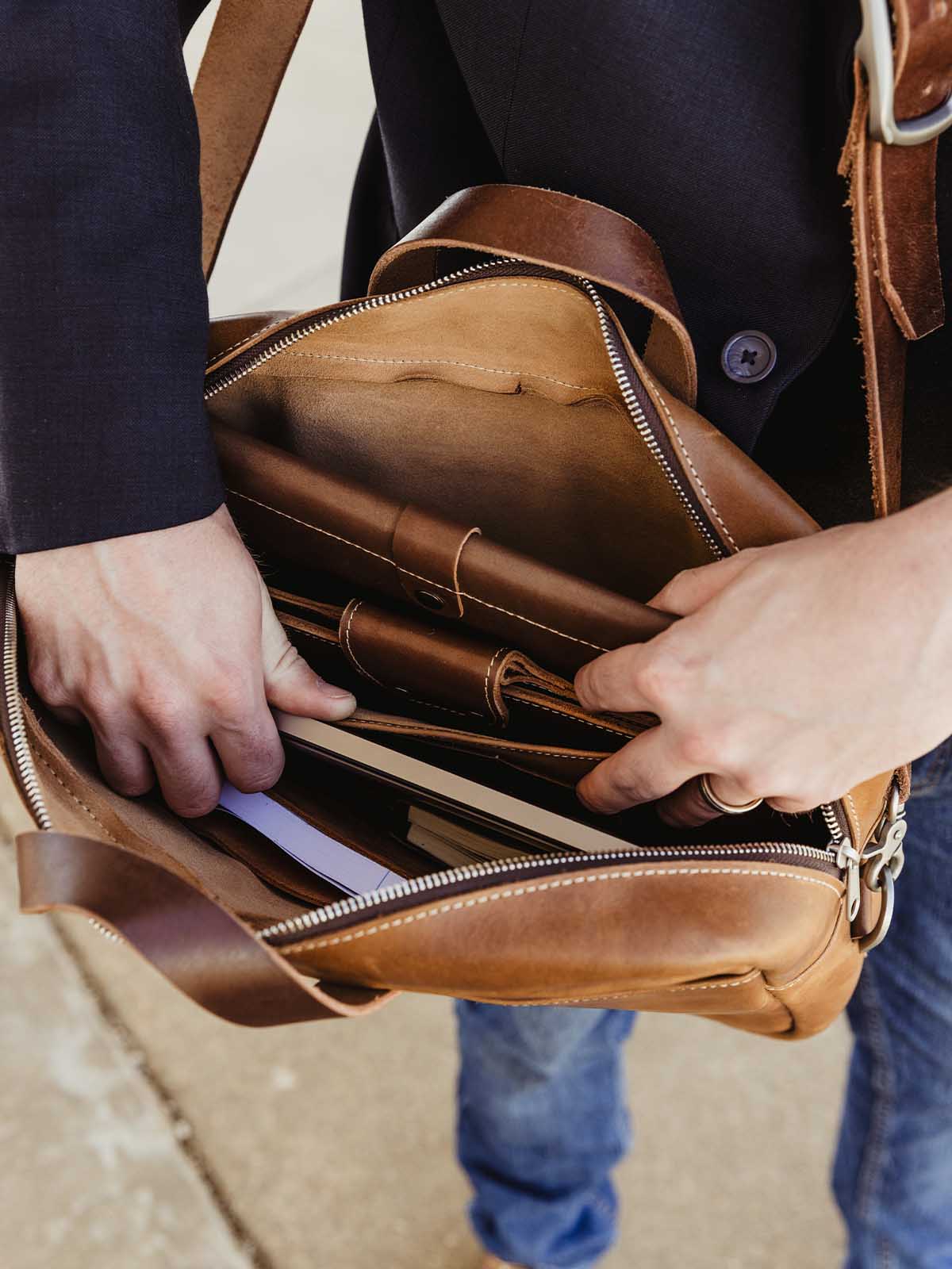 Executive Leather Laptop Messenger Bag