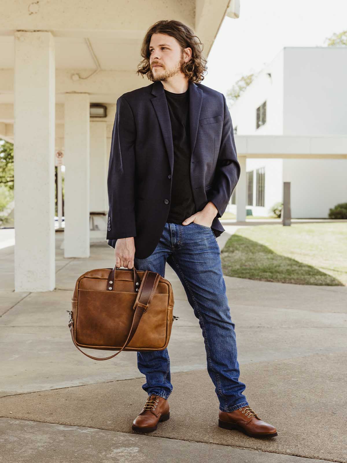 Executive Leather Laptop Messenger Bag
