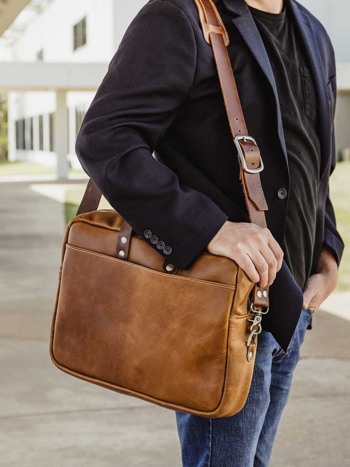 Executive Leather Laptop Messenger Bag