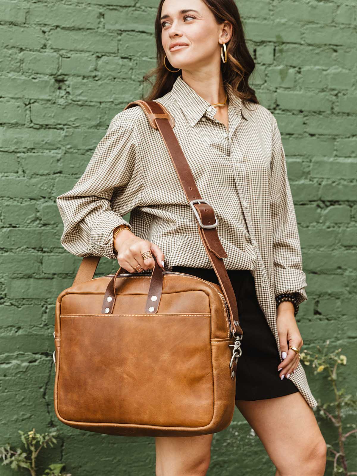 Executive Leather Laptop Messenger Bag