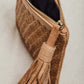 Small Leather Bag With Zipper in Brown