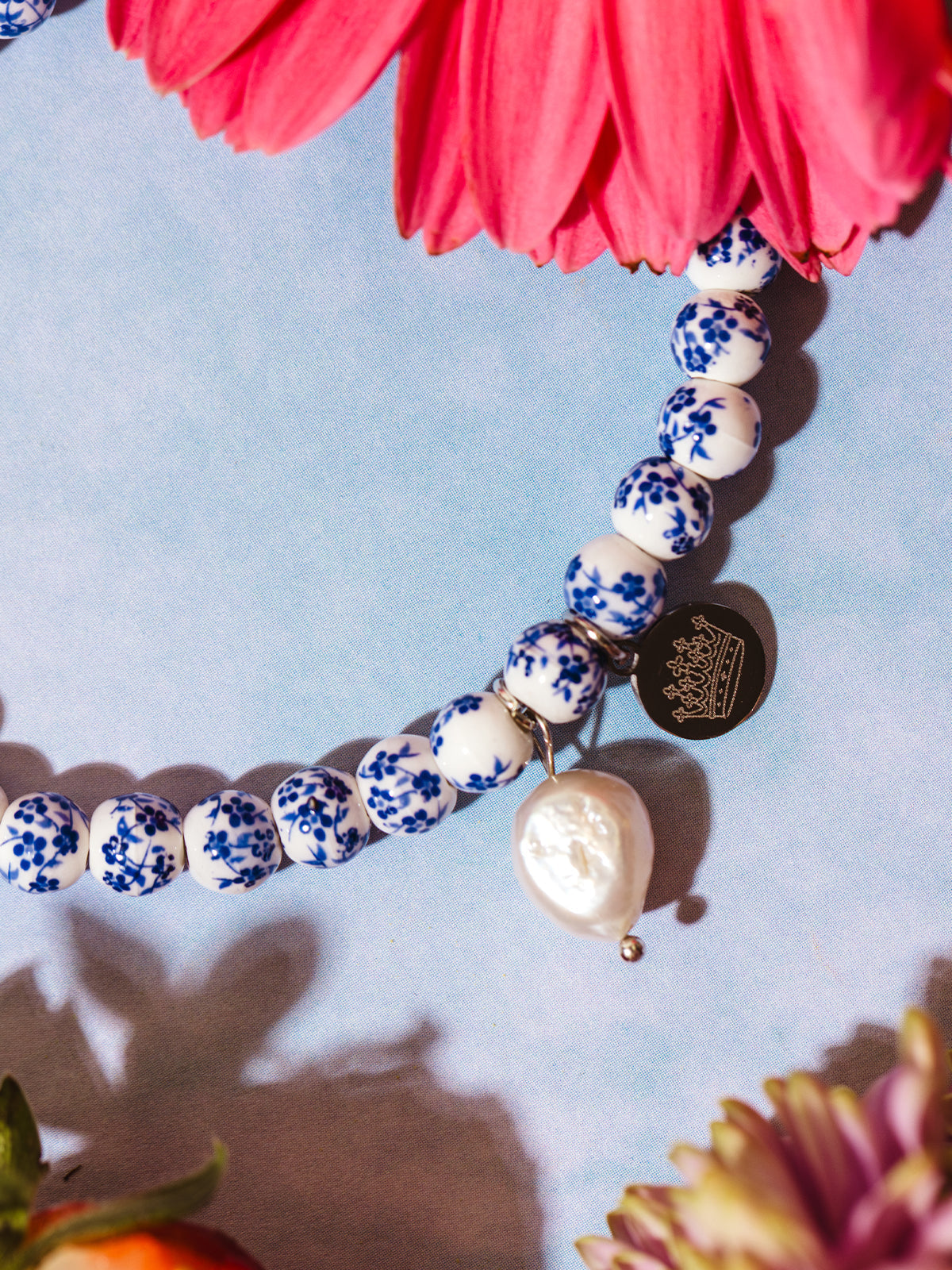 For Freedom Blue Floral Beaded Bracelet