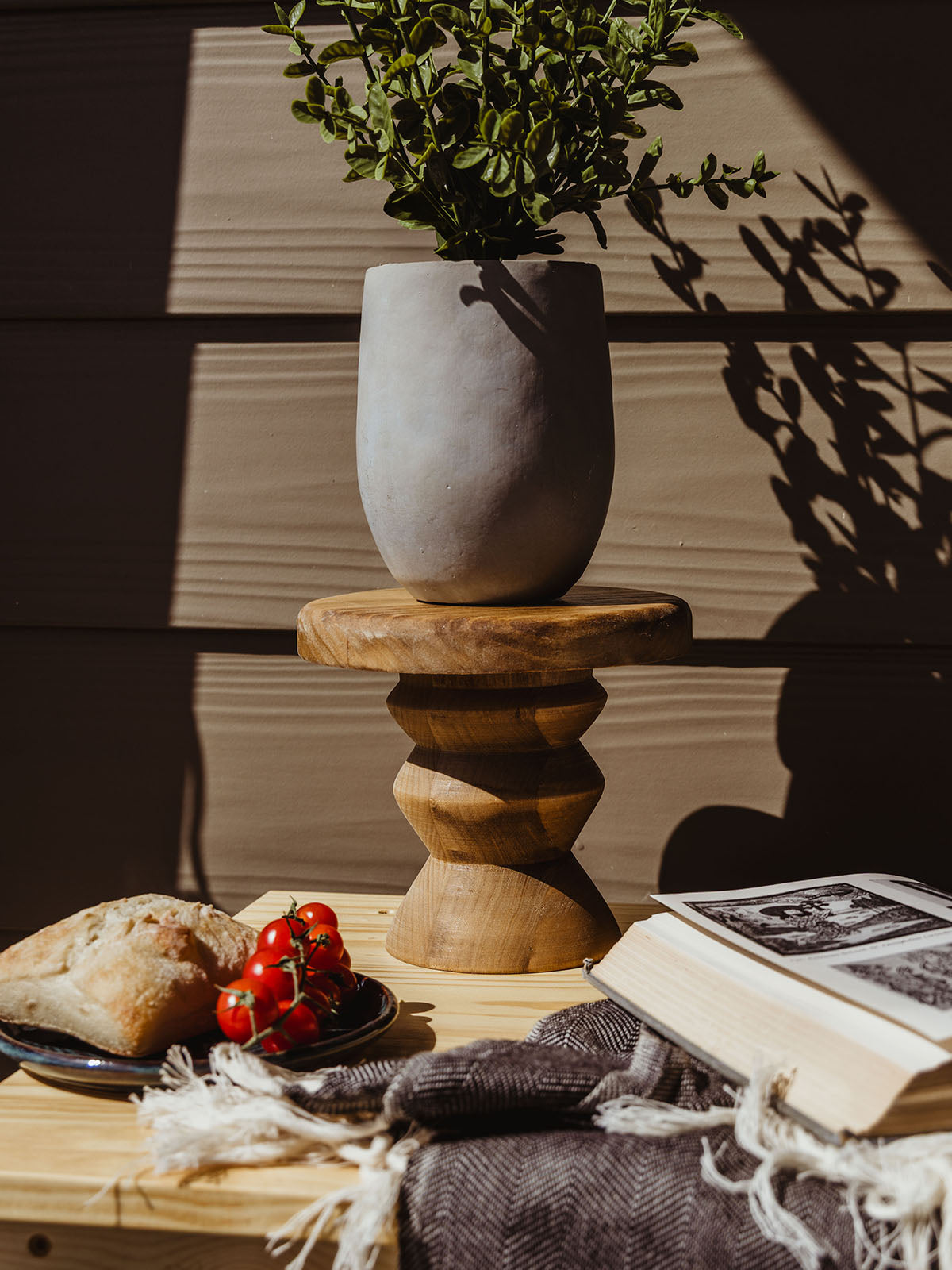 Flourish Round Wood Pedestal Stand