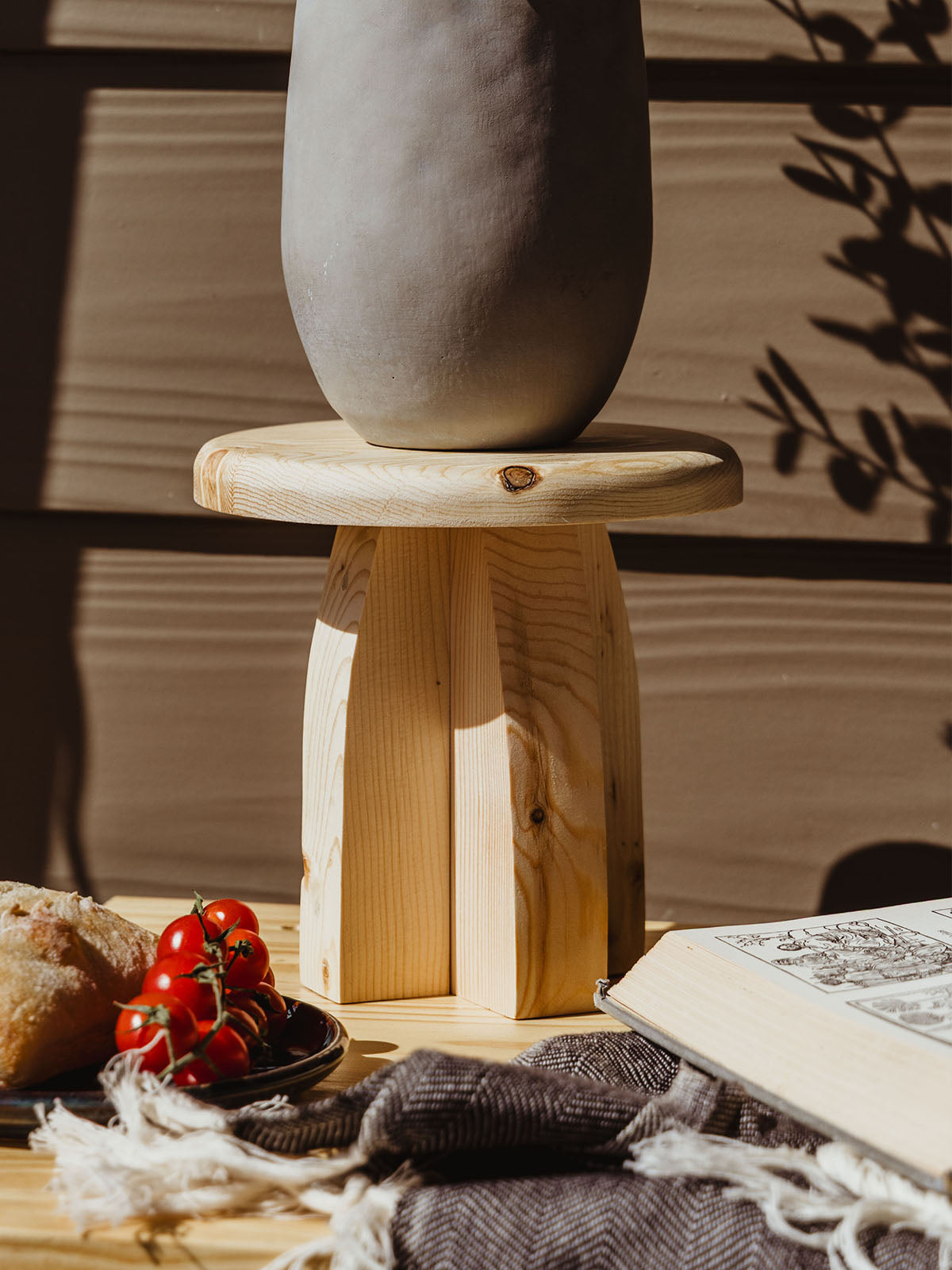Deep Roots Small Wood Pedestal Stand