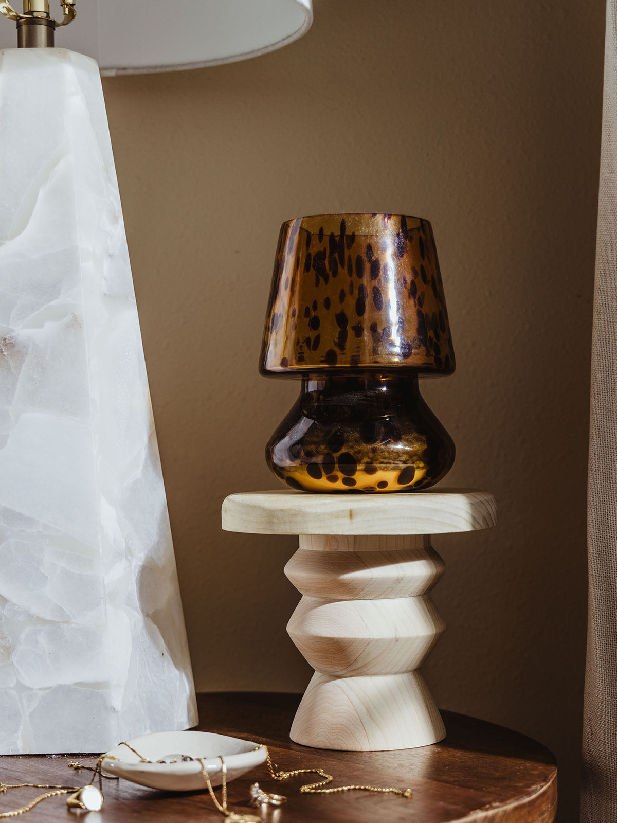 Flourish Round Wood Pedestal Stand