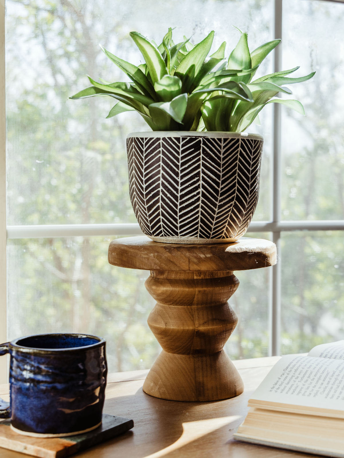 Flourish Round Wood Pedestal Stand