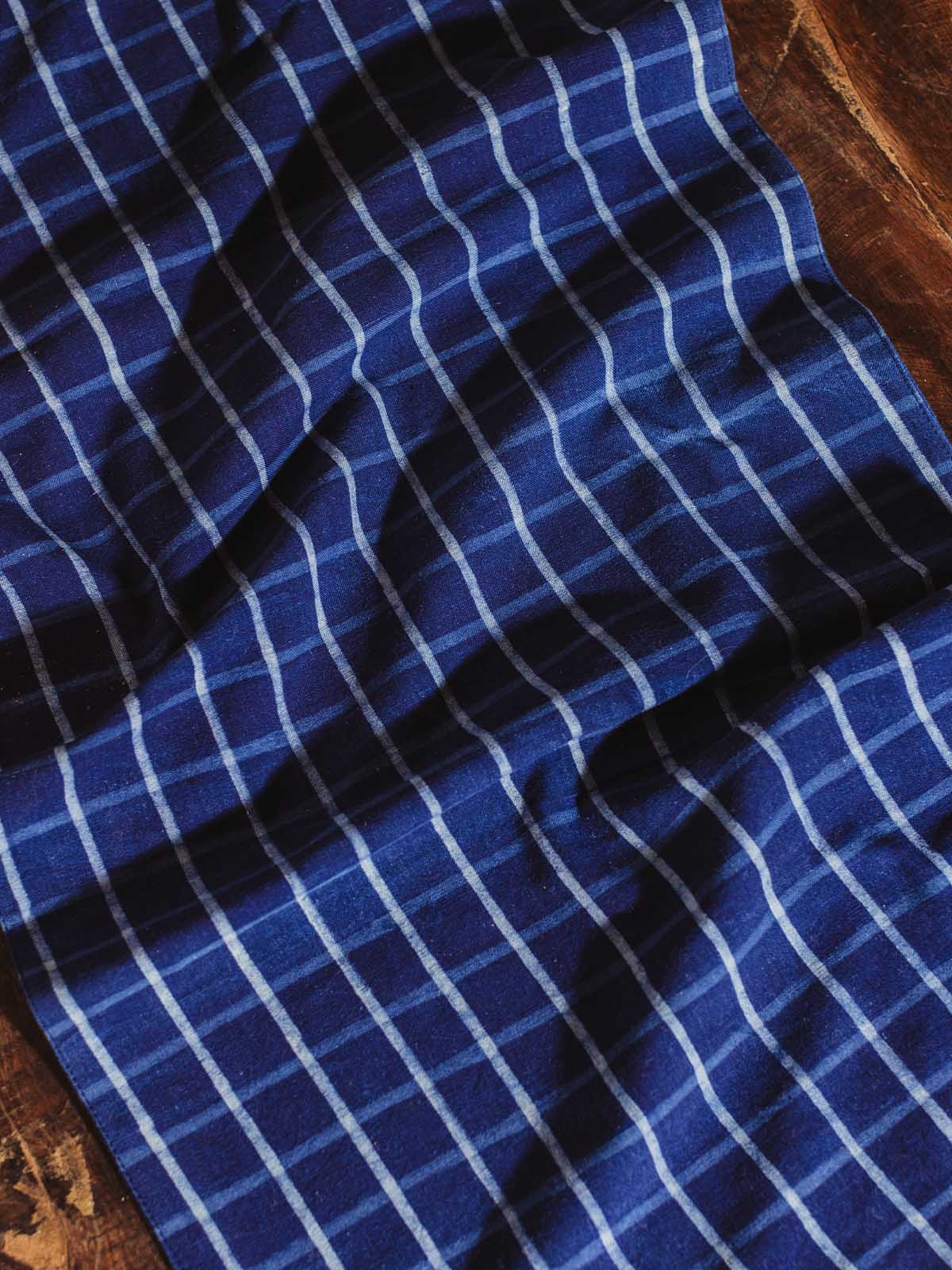 Morning Indigo Block-Printed Cotton Table Runner