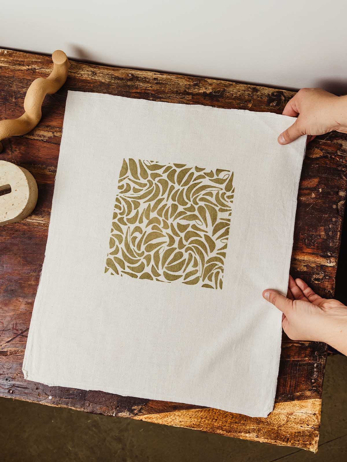 Palaash Olive Screen-Printed Wall Hanging