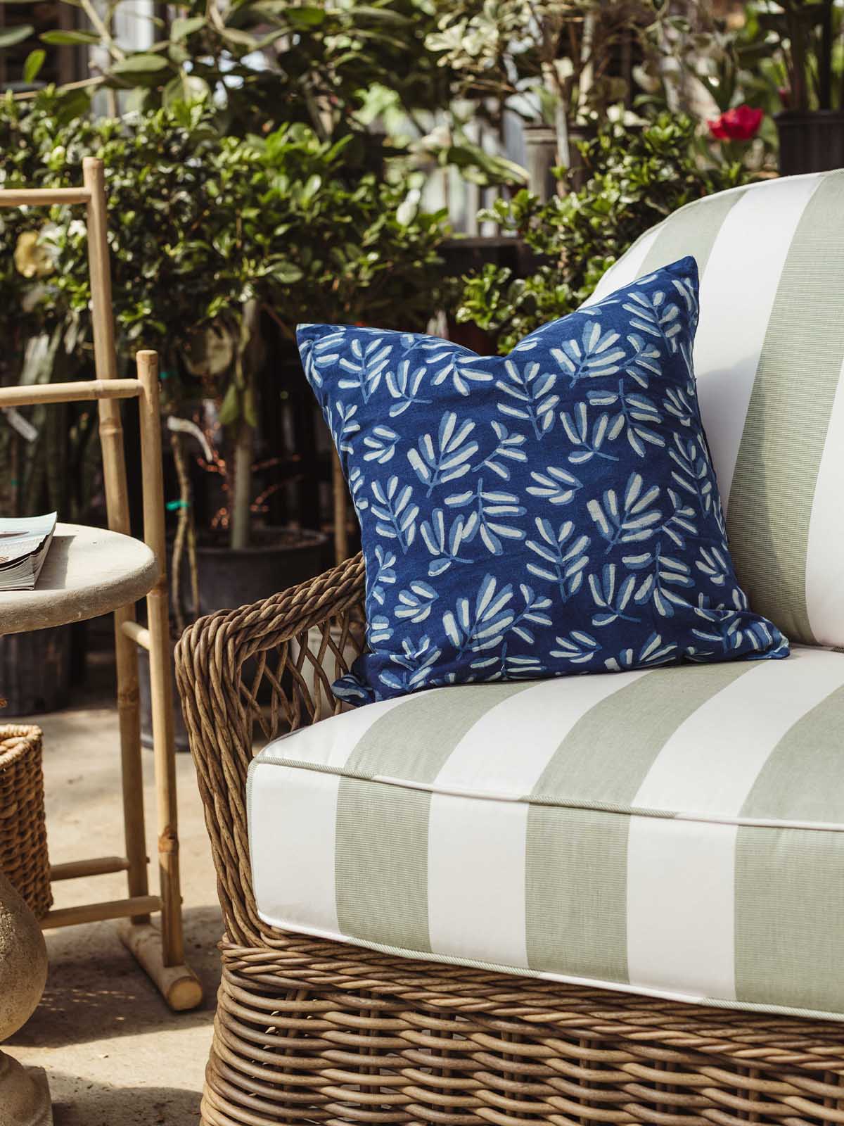 Khejari Indigo Block-Printed Pillow Cover