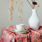 Pink Floral Block-Printed Cotton Tablecloth