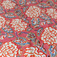 Pink Floral Block-Printed Cotton Tablecloth
