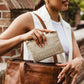 Woven Leather Pouchette in Bone