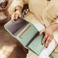 Large Woven Leather Wristlet Wallet- Sage Green