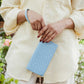 Large Woven Leather Wristlet Wallet- Sky Blue