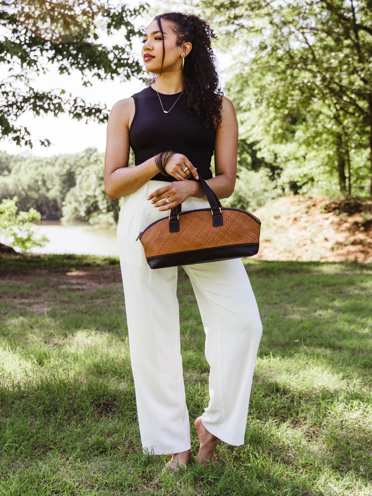 Satchel Leather Bowler Bag