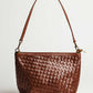 Luxe Woven Leather Shoulder Bag in Mahogany