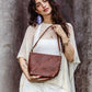 Luxe Woven Leather Shoulder Bag in Mahogany