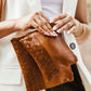 Woven Leather Pouchette in Cognac