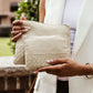 Woven Leather Pouchette in Bone