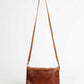 Luxe Woven Brown Leather Crossbody Clutch