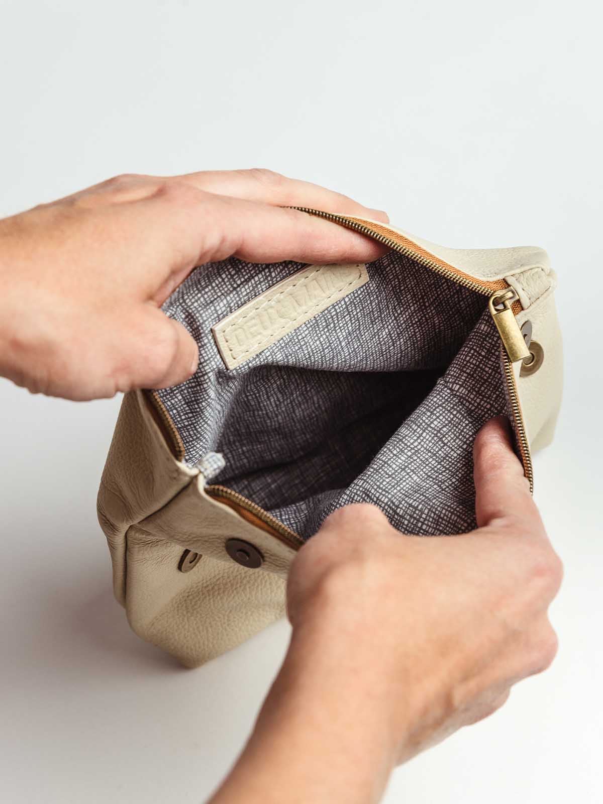 Asymmetric Leather Makeup Bag
