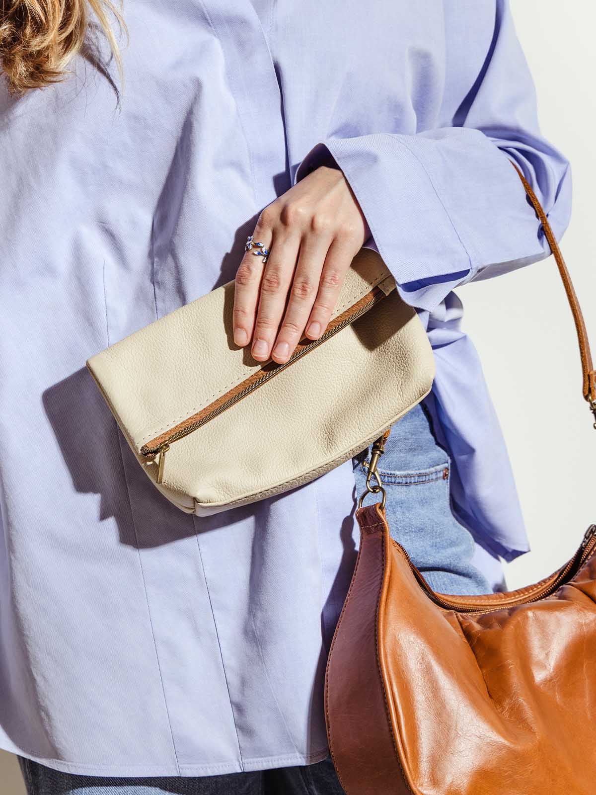 Asymmetric Leather Makeup Bag