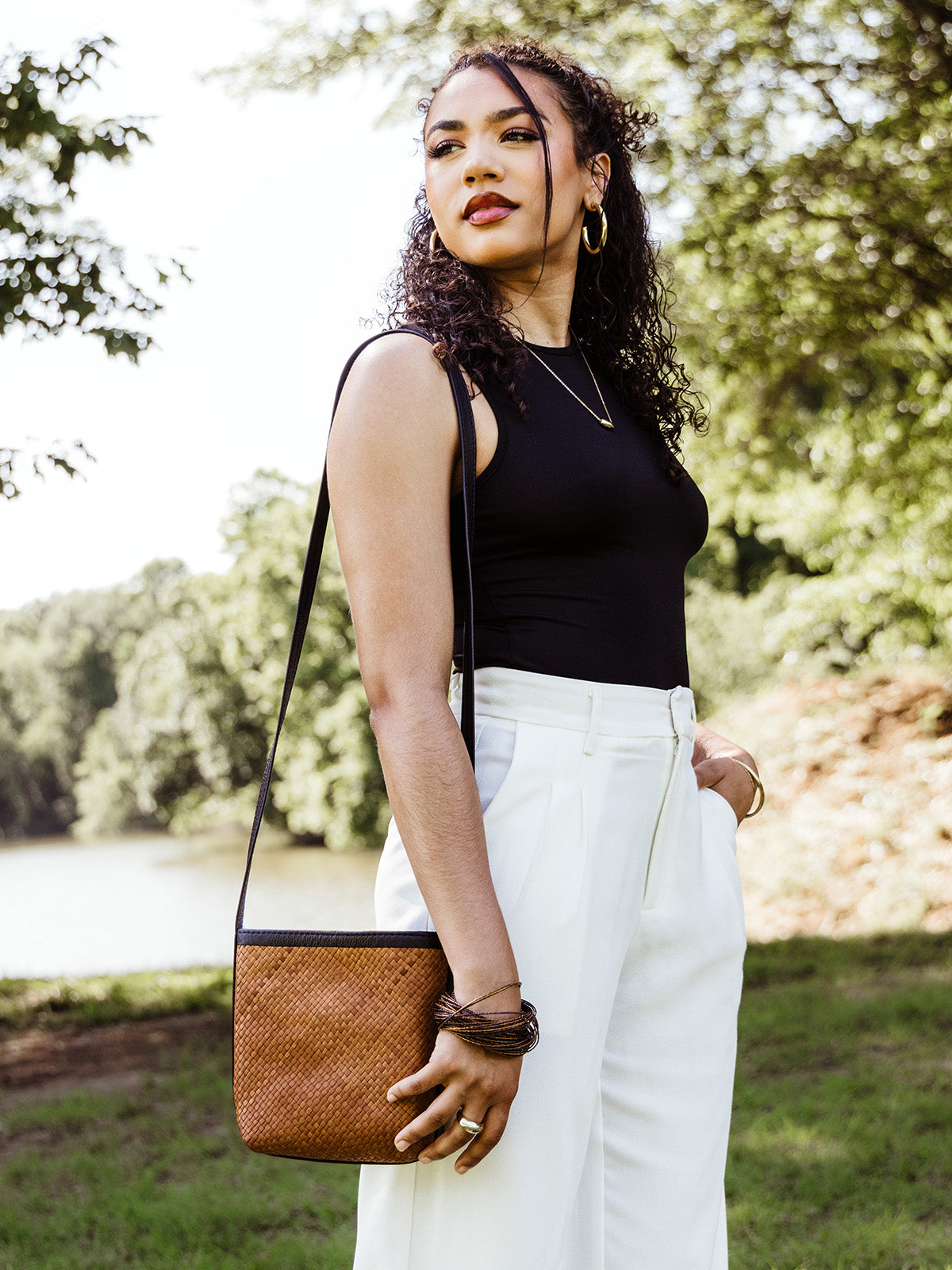 Panye Woven Leather Crossbody Bag