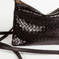 Luxe Woven Black Leather Crossbody Clutch