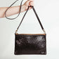 Luxe Woven Black Leather Crossbody Clutch