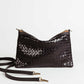 Luxe Woven Black Leather Crossbody Clutch