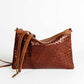 Luxe Woven Brown Leather Crossbody Clutch