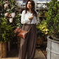 Luxe Woven Brown Leather Crossbody Clutch