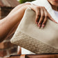 Woven Leather Pouchette in Bone
