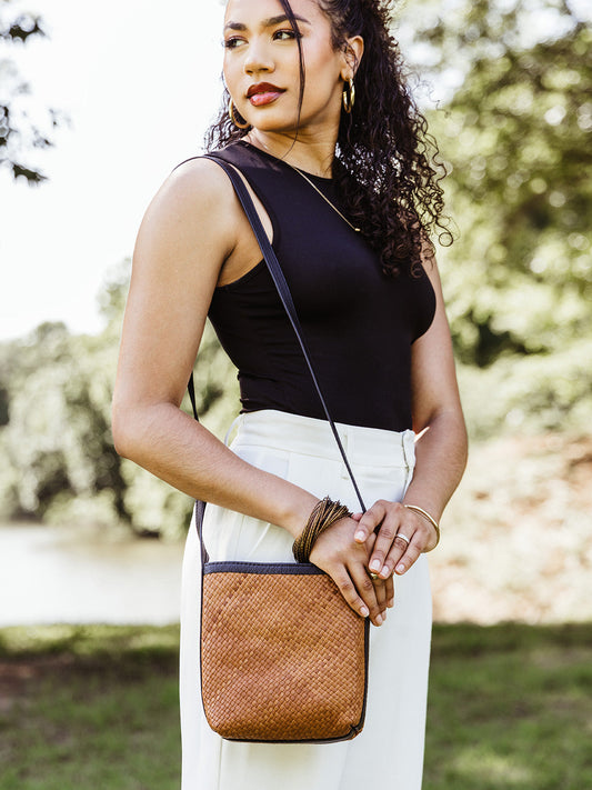 Panye Woven Leather Crossbody Bag