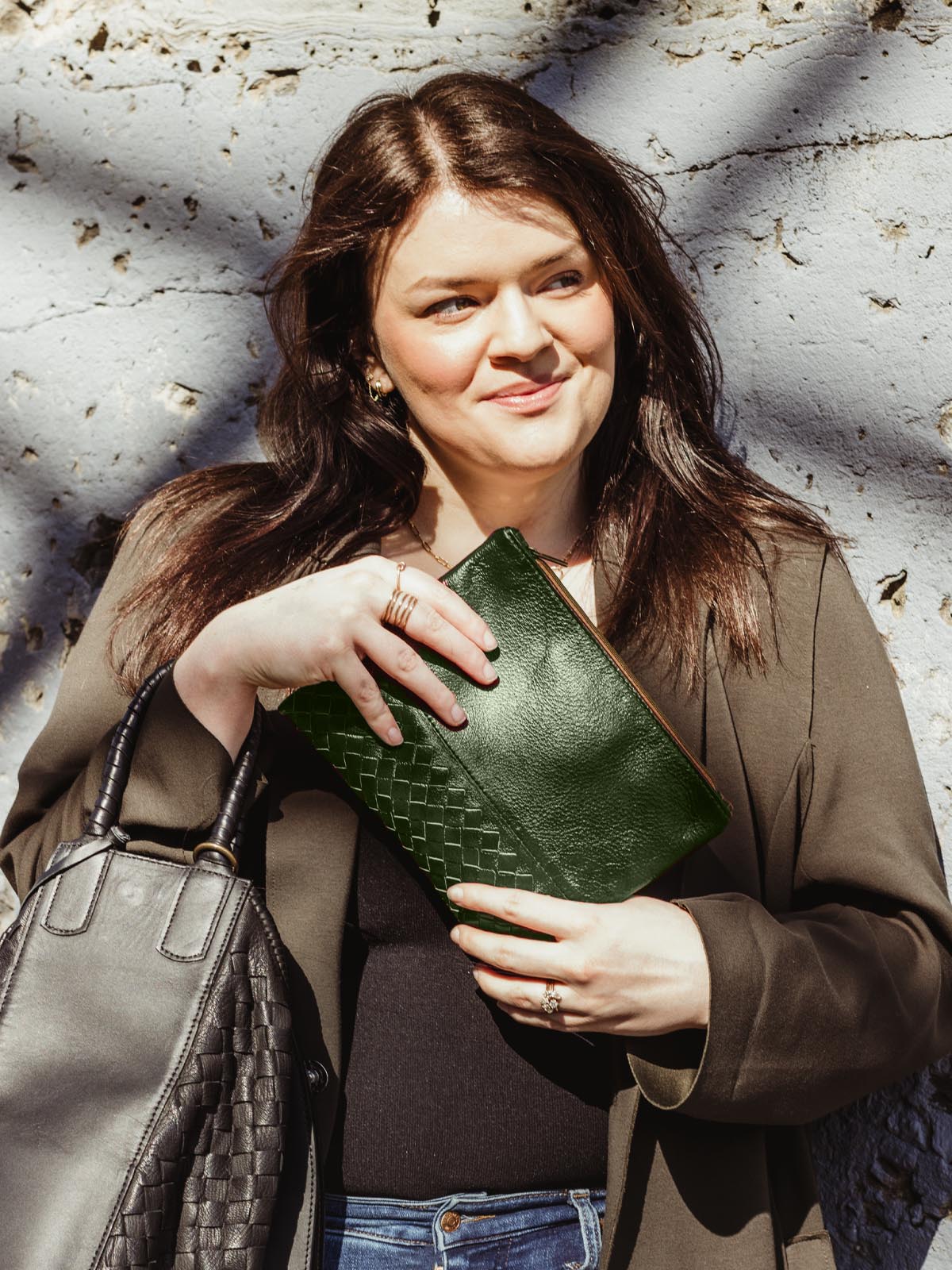 Leather Pouchette in Green